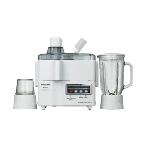 Panasonic Juicer MJ-176P 3 IN 1 Juicer Blender Clear Glass Container Stainless Steel Spinner Steel Blades Easy Operation Big Button [Brand Panasonic]